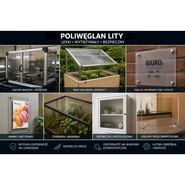Poliwęglan lity przezroczysty 4 mm - płyta 2050 × 3050 mm